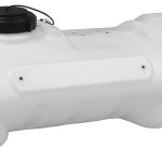 Close shot of the spray gun clips on the 15-gallon white spot sprayer tank