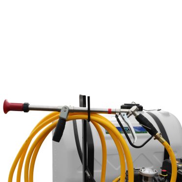 Adjustable flash spray gun on hose post for 60-gallon tree skid sprayer