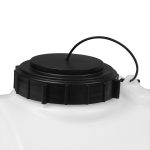 Close shot of the tank lid and tether on the 15-gallon white spot sprayer tank