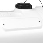 Close shot of the spray gun clips on the 40-gallon white spot sprayer tank